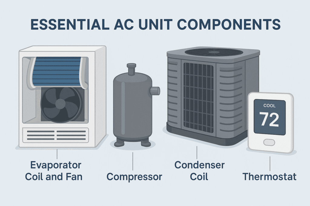 Understanding Essential AC Unit Components 99 LC Heating And Air Conditioning LC Heating And Air Conditioning Emergency Repair Hollywood Understanding Essential AC Unit Components Understanding Essential AC Unit Components can empower you to make informed decisions about its maintenance and repair. It can also help you communicate more effectively with HVAC professionals when you need their services. Fix a Leaking Air Conditioner,Leaking Air Conditioner,ac unit