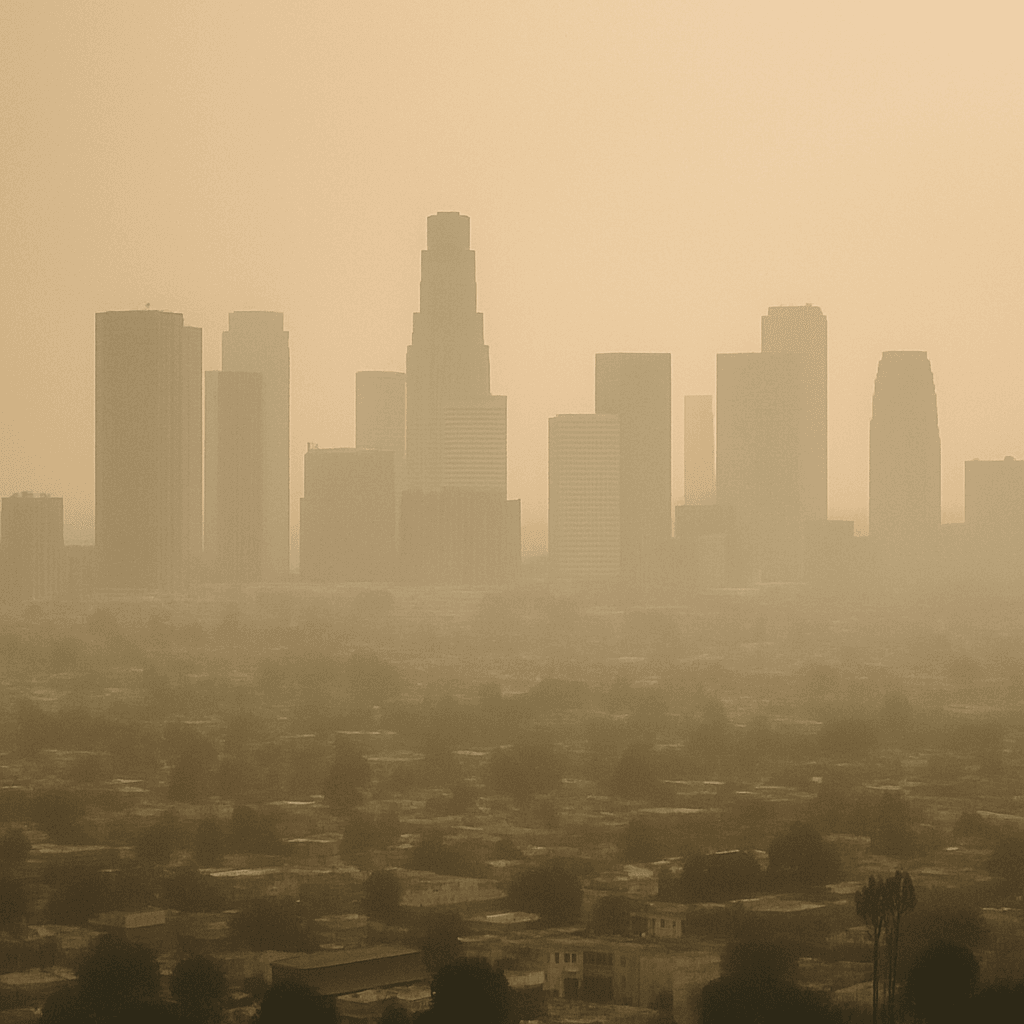 Benefits of Using an Air Purifier In Hollywood 2 Los Angeles smoggy skyline highlighting air quality concerns