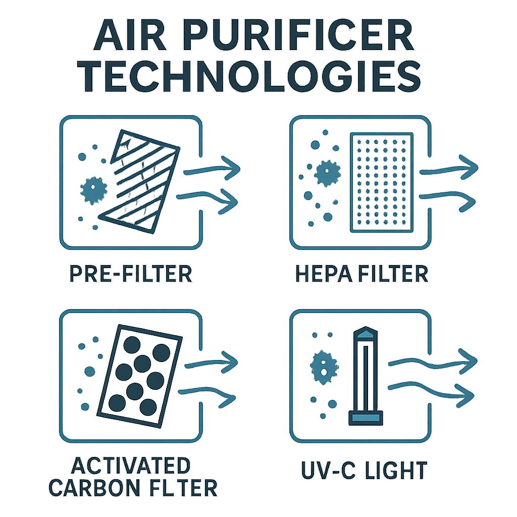 Choosing the Right Air Purifier for Your Home In Los Angeles 2 Diagram showing various air purifier technologies