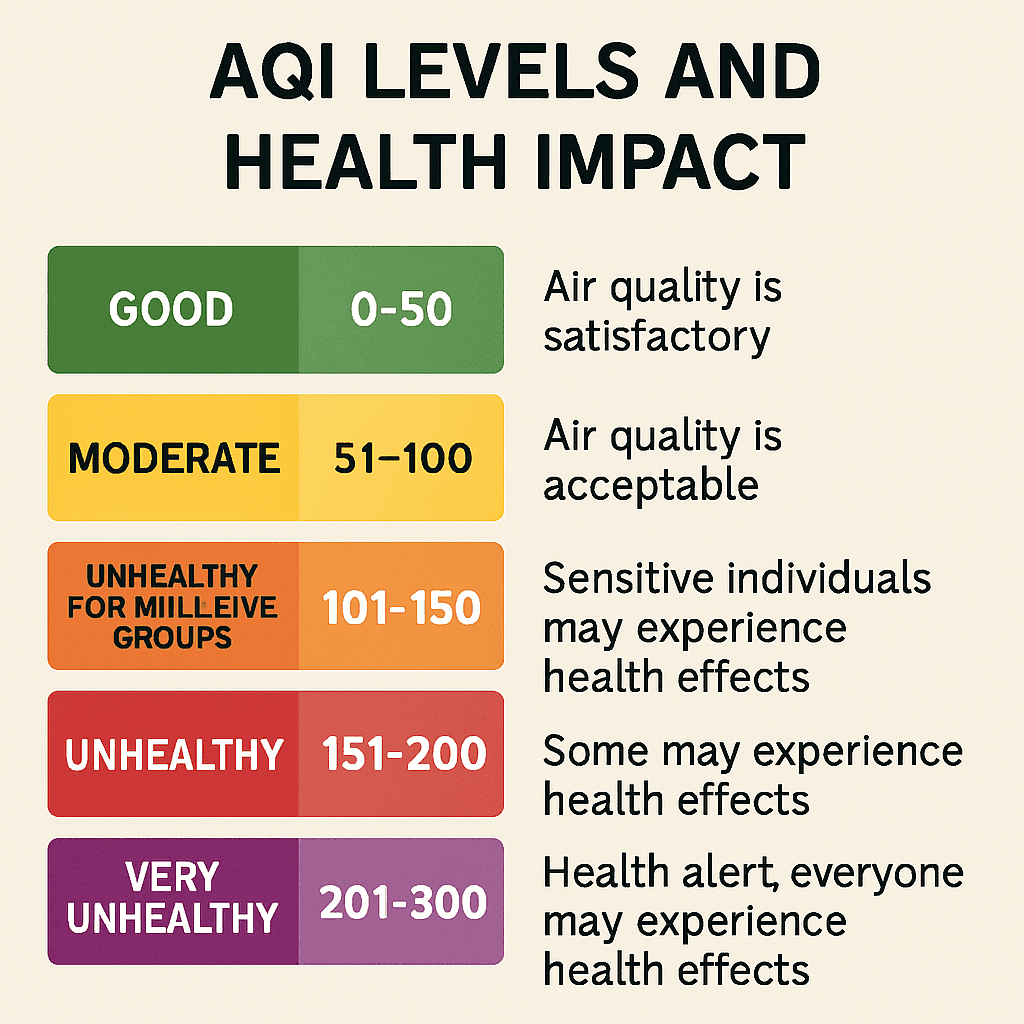 How Air Purifier Filters Improve Air Quality 2 Chart Showing AQI Levels and Health Impact
