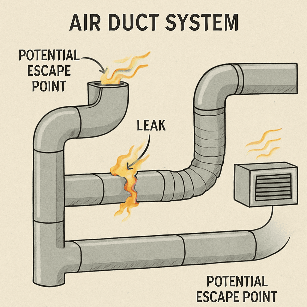 Effective Methods to Seal Leaky Air Ducts 1 Illustration of how to seal leaky air ducts by identifying leaks and escape points