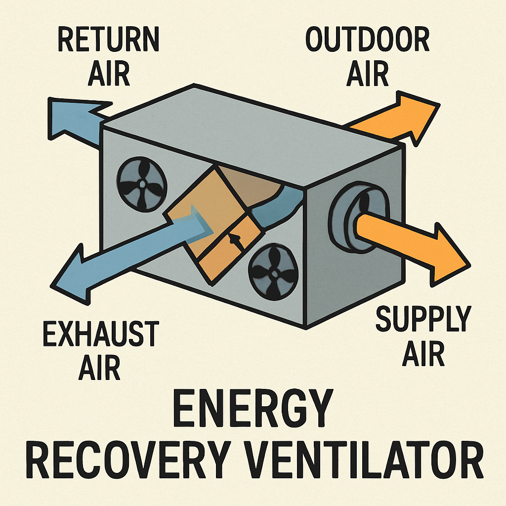 Energy Recovery Ventilator illustration ERV Ventilator