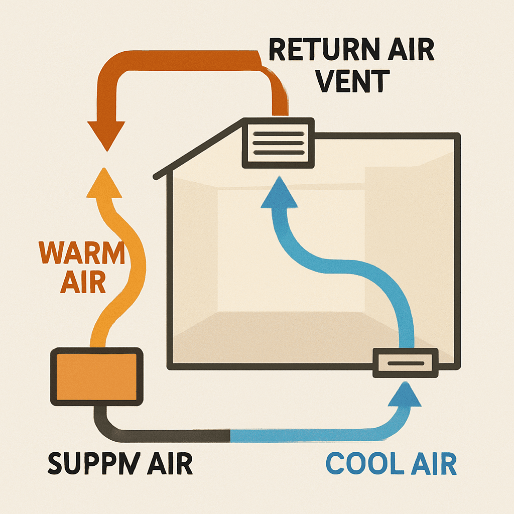 Energy Savings and Benefits of Return Air Vents Explained 2 Energy flow diagram depicting the role of return air vents