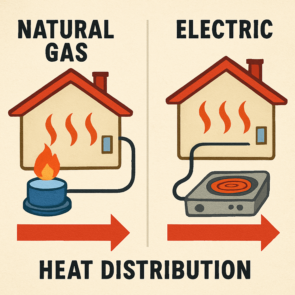 Illustration of heat distribution in natural gas and electric systems