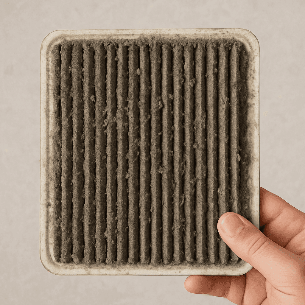 El termostato hace clic pero el aire acondicionado no enciende 2 A dirty air filter can impede airflow